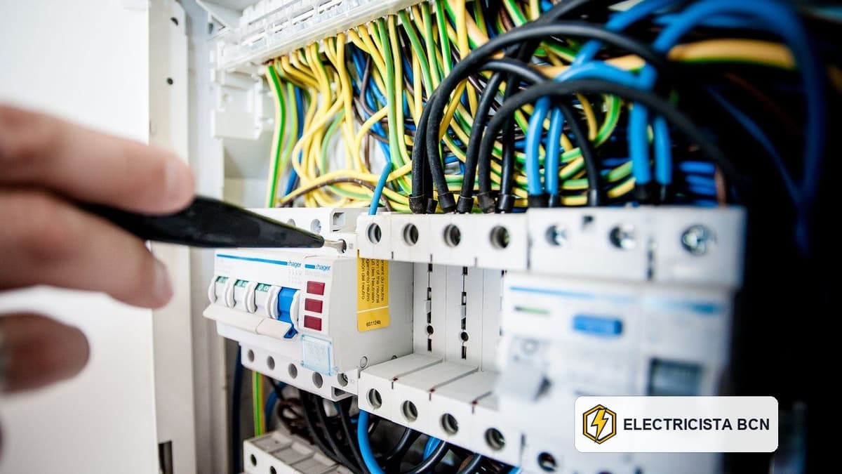 Técnico revisando protecciones en un cuadro eléctrico residencial